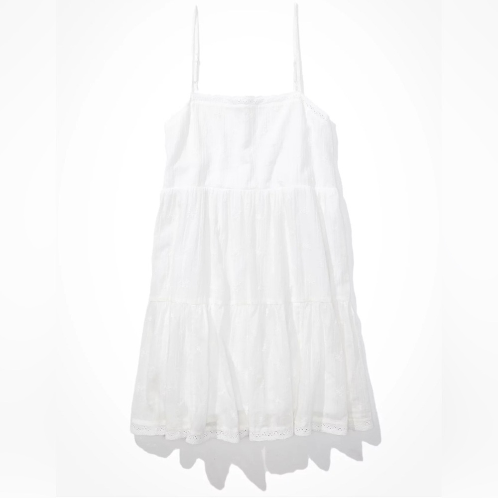 American Eagle Solid Embroidered Tiered Babydoll … - image 3
